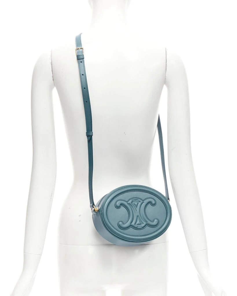 Celine new CELINE 2023 Oval Purse blue leather Triomphe logo crossbody bag 2