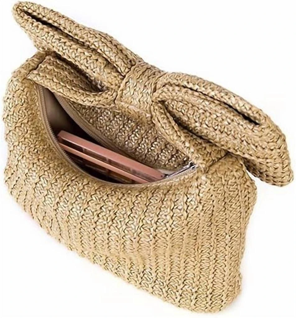 Little Trendy Little Trendy - Women's Bow Straw Handbag 4