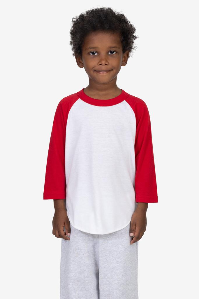 Los Angeles Apparel FF1053 - Toddler 3/4 Sleeve Poly Cotton Raglan