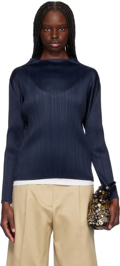 Pleats Please Navy Monthly Colors February Top - Sweaters