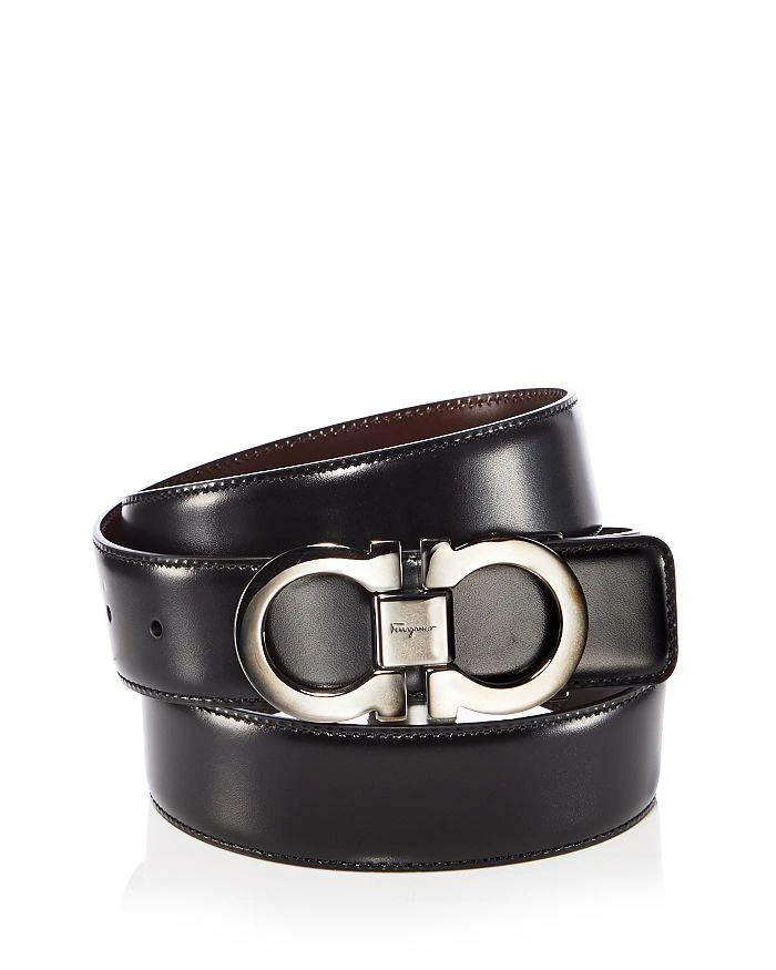 Salvatore Ferragamo Salvatore Men
s Double Gancini Buckle Reversible  Leather Belt