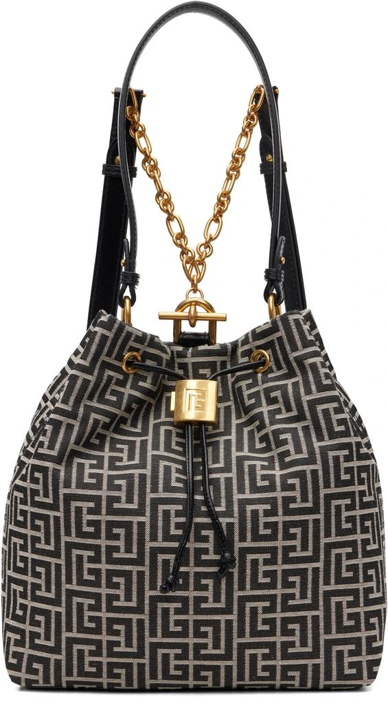 Balmain Black 
Gray Pulse Monogram Jacquard Backpack