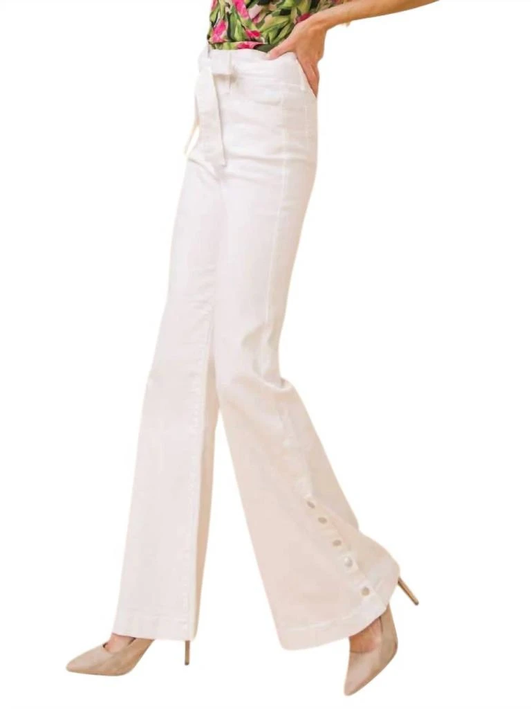 FLYING TOMATO Denim Flare Leg Jeans In White 2