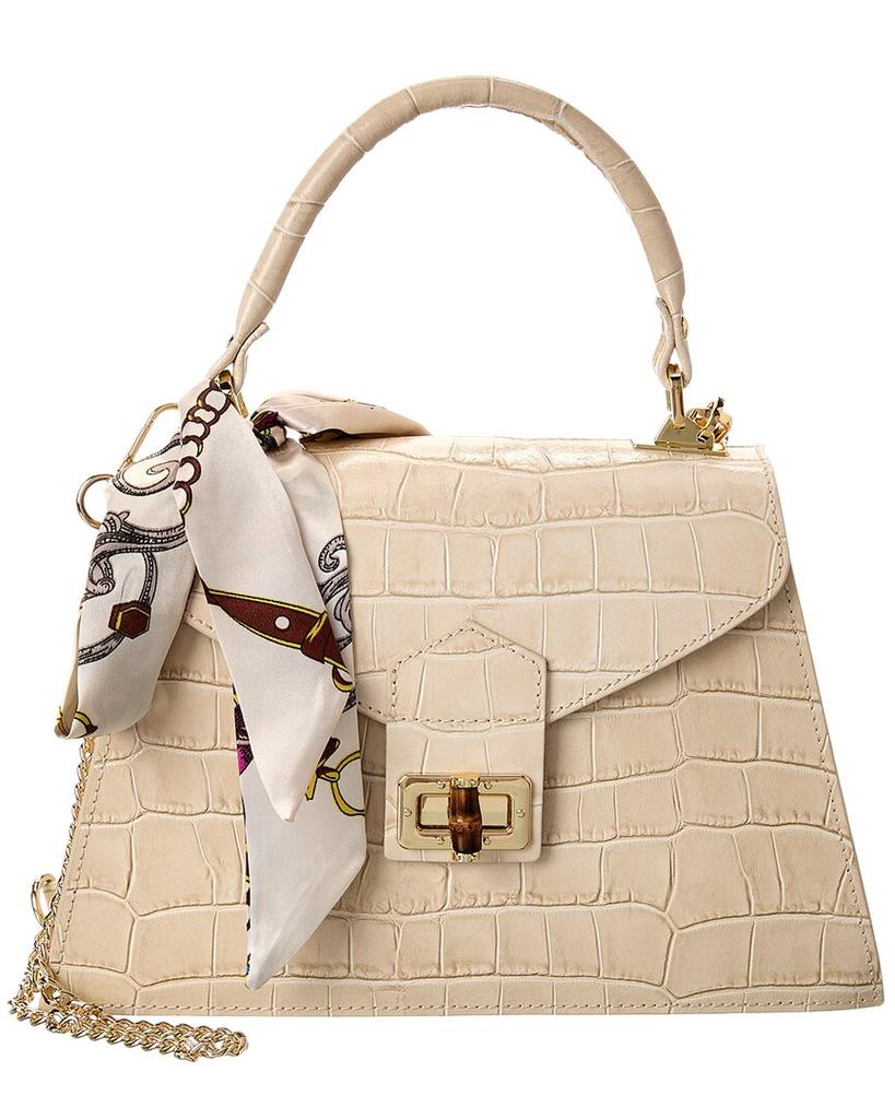 Persaman New York Marta Croc-Embossed Leather Satchel