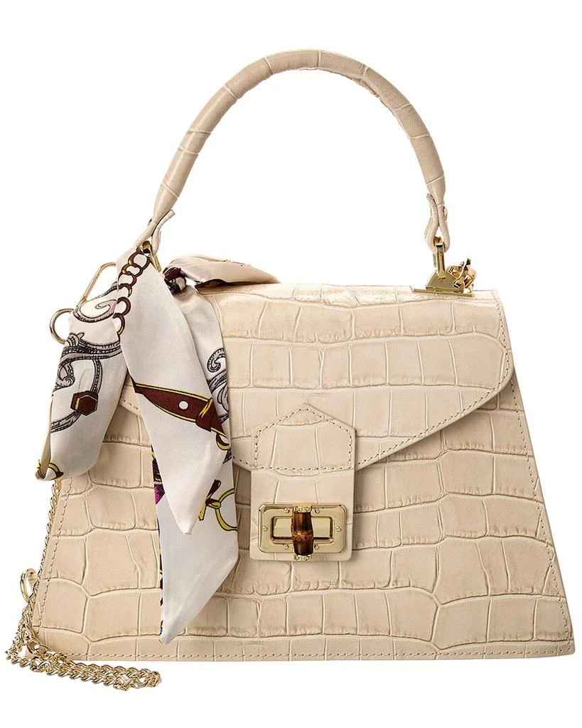 Persaman New York Marta Croc-Embossed Leather Satchel 1
