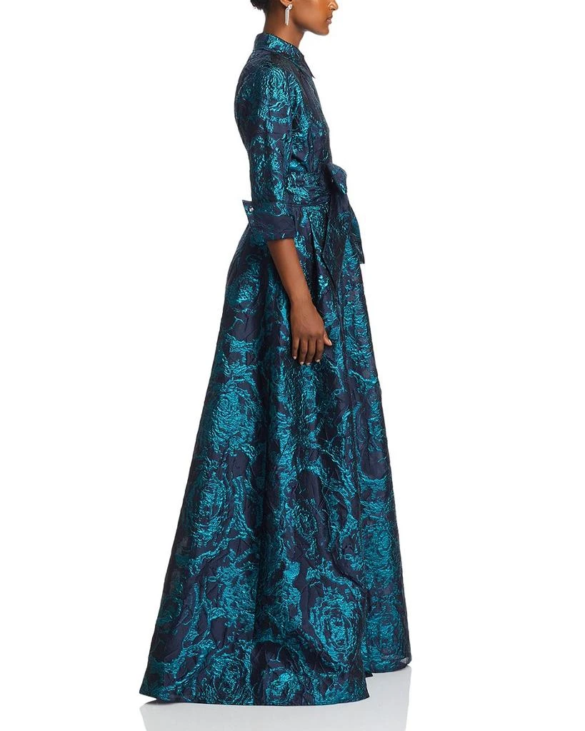 Teri Jon Metallic Jacquard Shirt Dress Gown 5