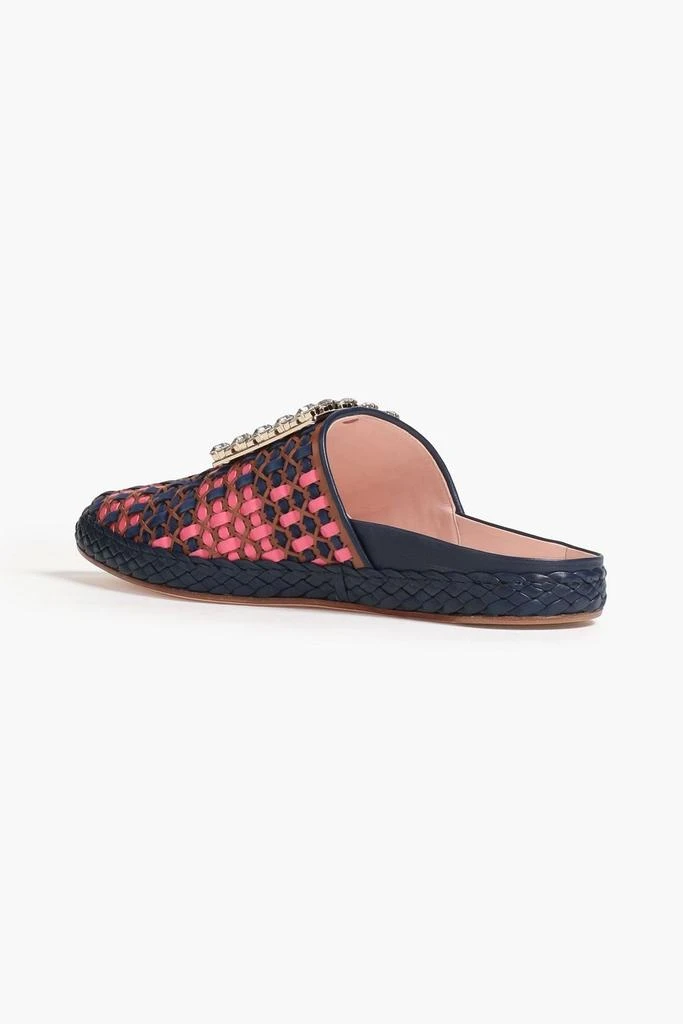 Roger Vivier RV Lounge crystal-embellished braided leather and suede slippers 3