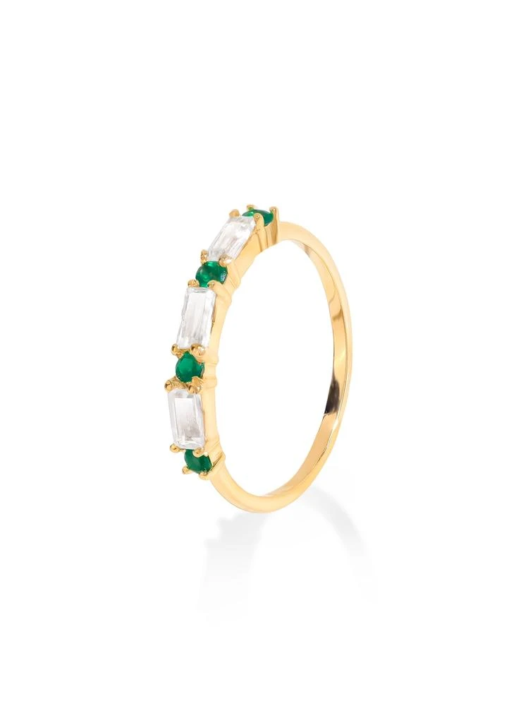 Tiramisu 14K Gold Plated Over 925 Sterling Silver Green Onyx 
White Topaz Band Ring 3