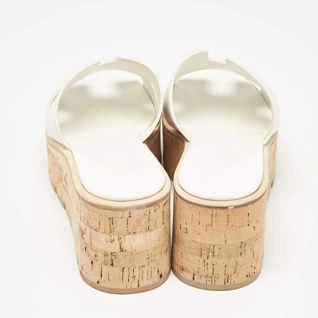 Hermes Hermes White Leather Eze Wedge Sandals Size 39 5