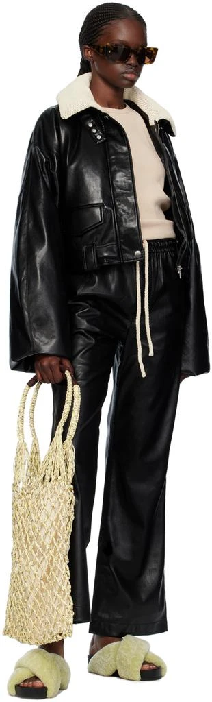 Nanushka Black Hollie Vegan Leather Down Bomber Jacket 4