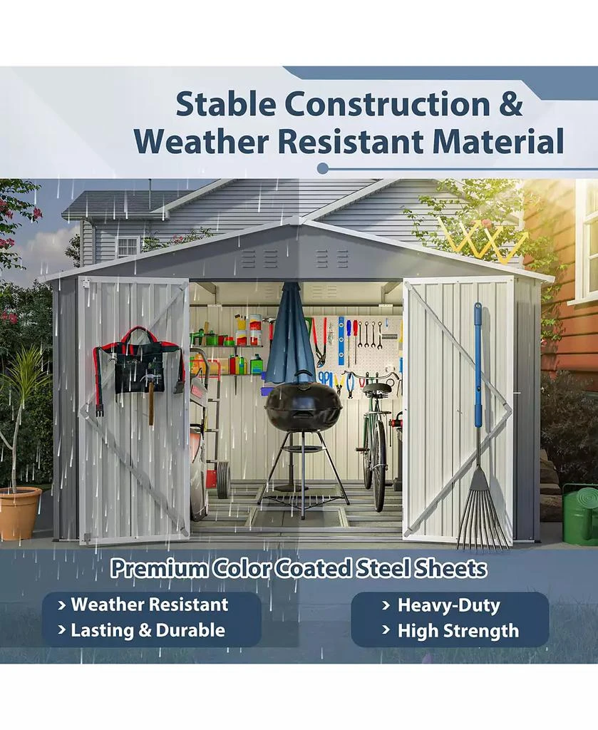 Streamdale Furniture Streamdale 10x8FT All-Weather Metal Storage Shed with Lockable Doors 3