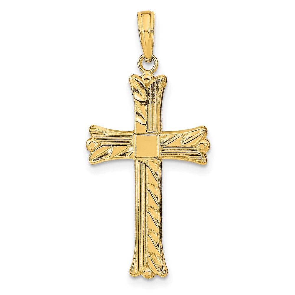 Diamond2Deal 10k Yellow Gold Textured Square Center Cross Pendant