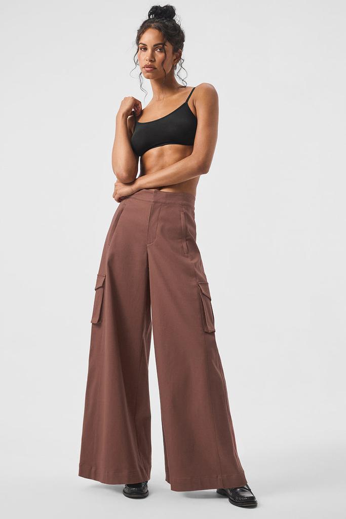 Alo Show Off Cargo Wide Leg Trouser - Chestnut