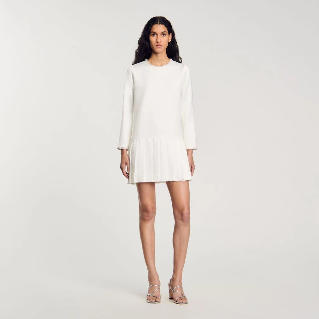 Sandro Short satin-effect beaded dress 1