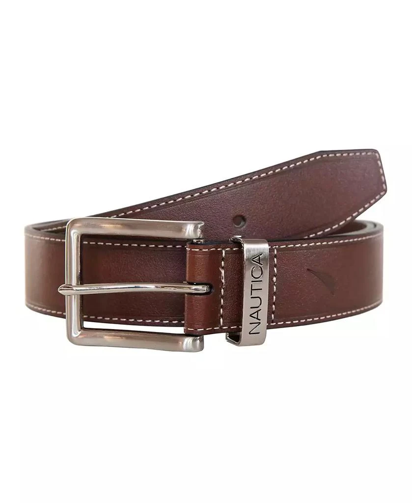 Nautica Men's Leather Jean Belt with Signature Engraved Keeper 2