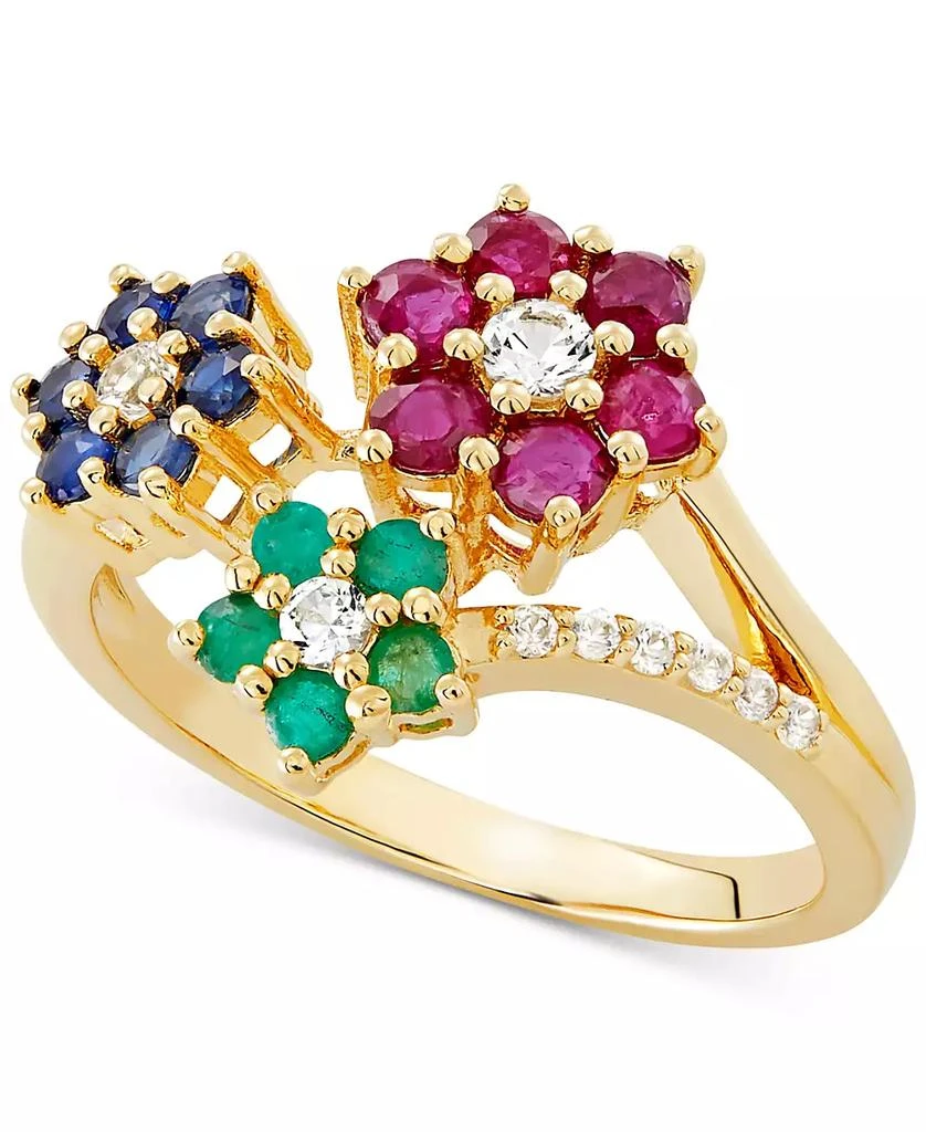 Macy's Multi-Gemstone (1-3/8 ct. t.w.) Floral Ring in 14k Gold 1