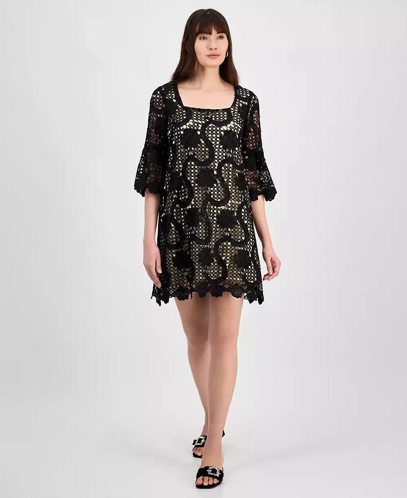 Anne Klein Women's Lace Square-Neck Bell-Sleeve Dress 1