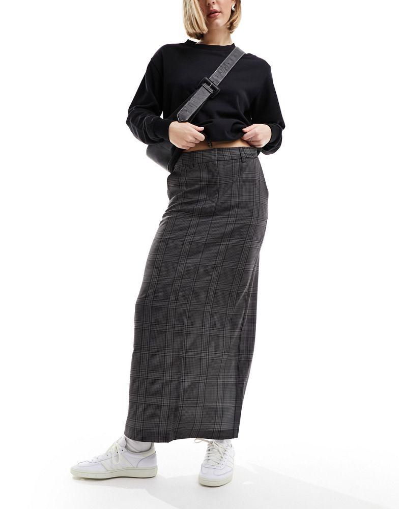 Vero Moda Vero Moda maxi column skirt in grey check