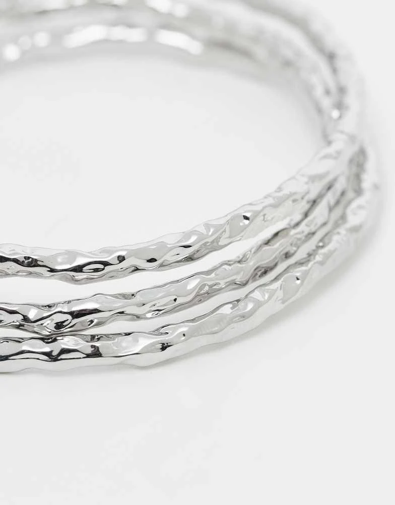 DesignB London DesignB London pack of 3 molten bangles in silver 2