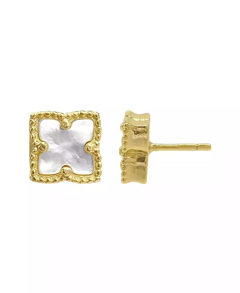 ADORNIA Mother of Imitation Pearl Gold-Tone Flower Stud Earrings 2