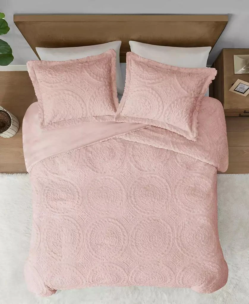 Macy's Arya Embroidered Medallion Faux Fur 3-Pc. Comforter Set 33