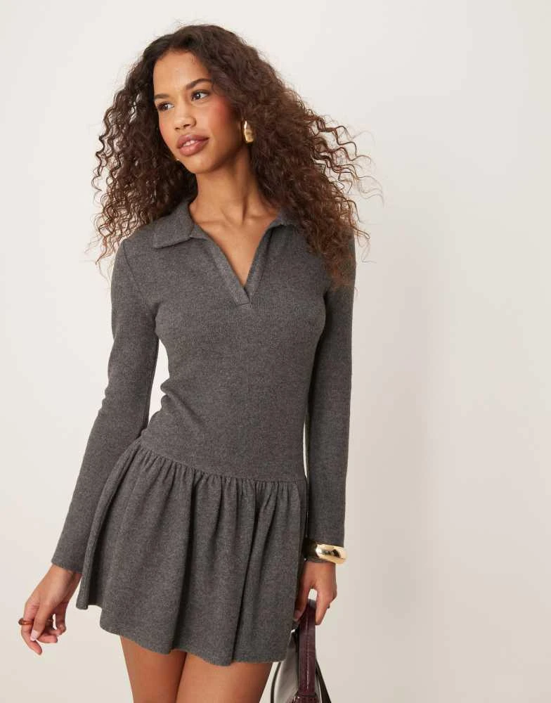 ASOS ASOS DESIGN polo super soft dropped waist dress in grey 4