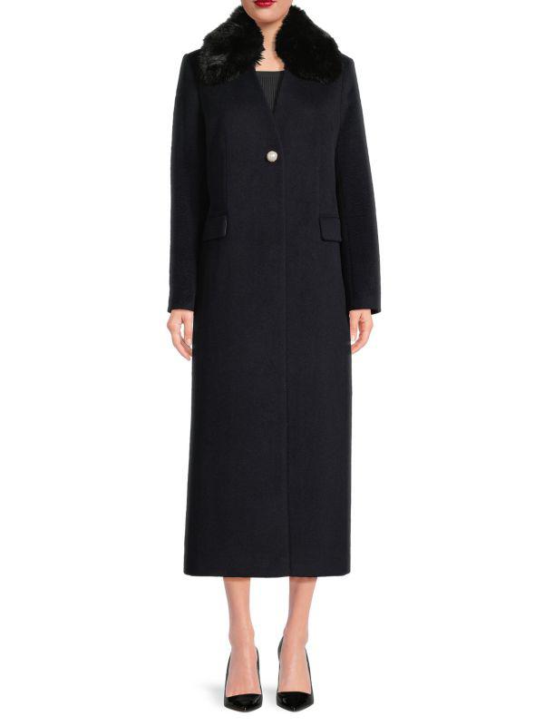 Milly Faux Fur Collar Wool-Blend Coat