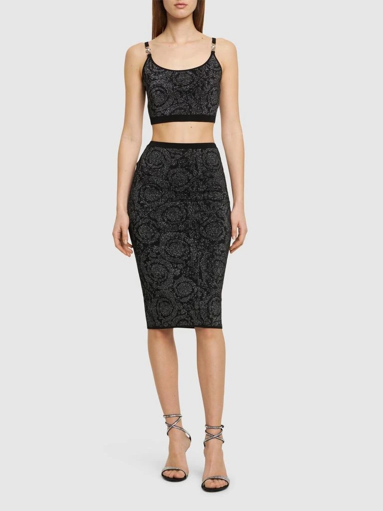 Versace Barocco Embellished Lurex Knit Bra Top 1