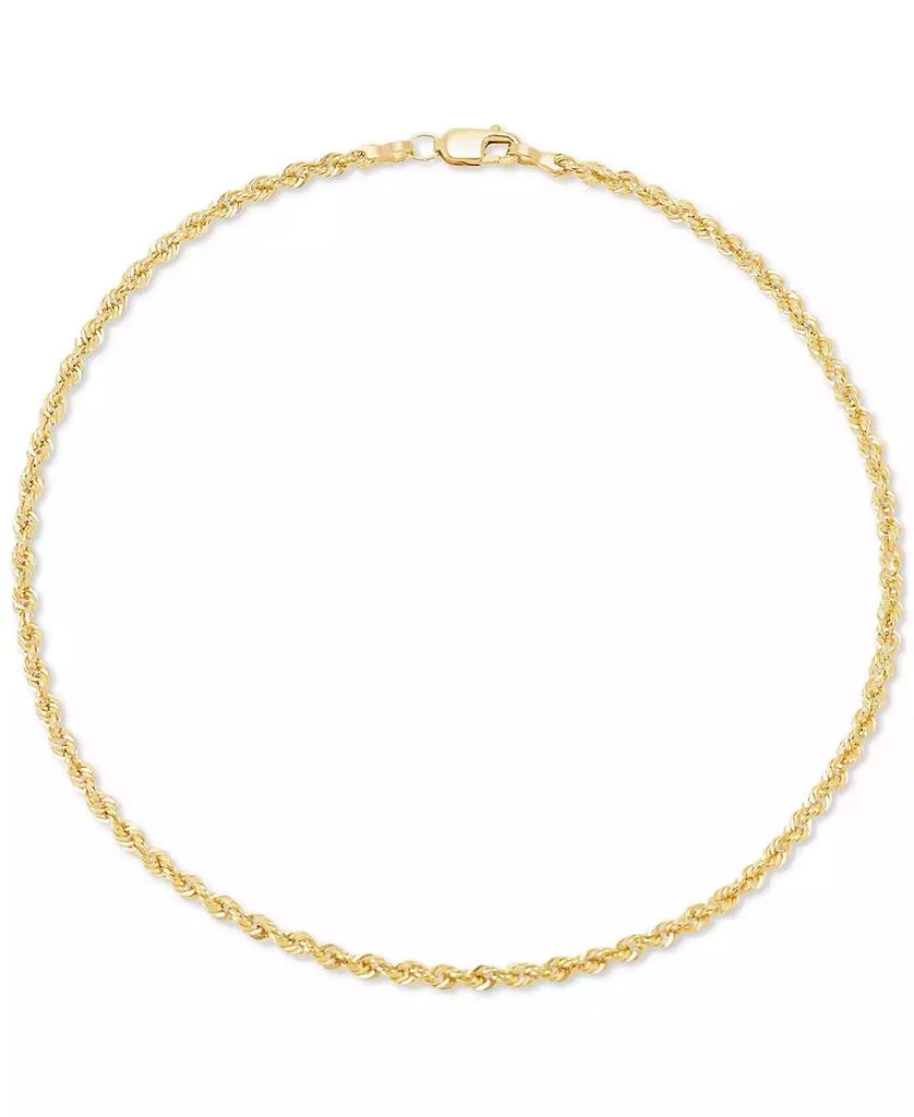 Macy's Polished Classic Rope Link Chain Ankle Bracelet in 14k Gold 2
