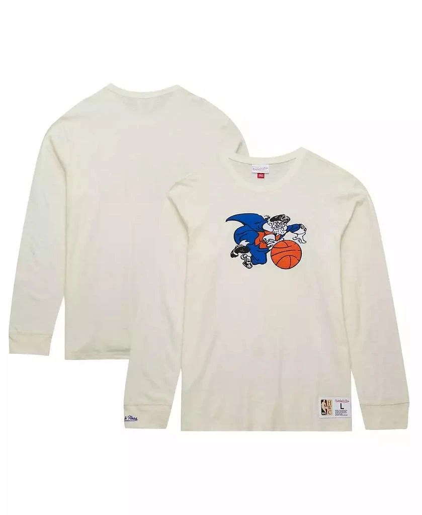 Mitchell & Ness Men's Cream New York Knicks Hardwood Classics Vintage-like Long Sleeve T-Shirt 1