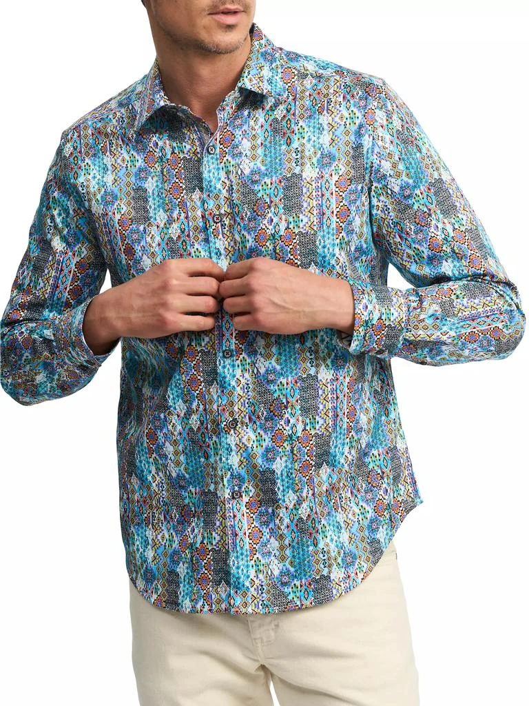 Robert Graham Merola Abstract Long-Sleeve Button-Front Shirt 1