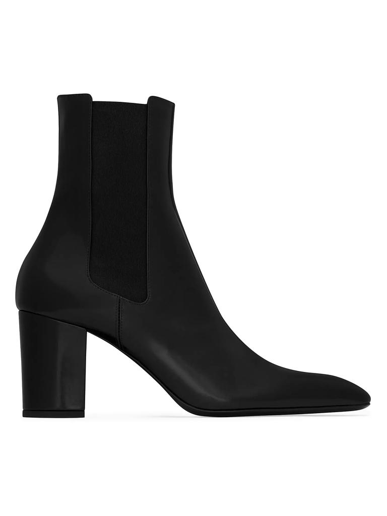 【Saint Laurent】Glazed Leather Betty Ankle Boots Black Yves Saint Laurent Betty Chelsea Boots in Glazed Leather