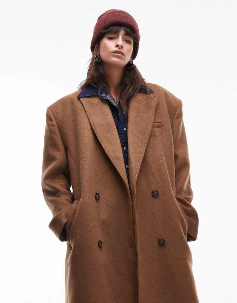 Topshop Topshop premium formal coat with wool in camel 3