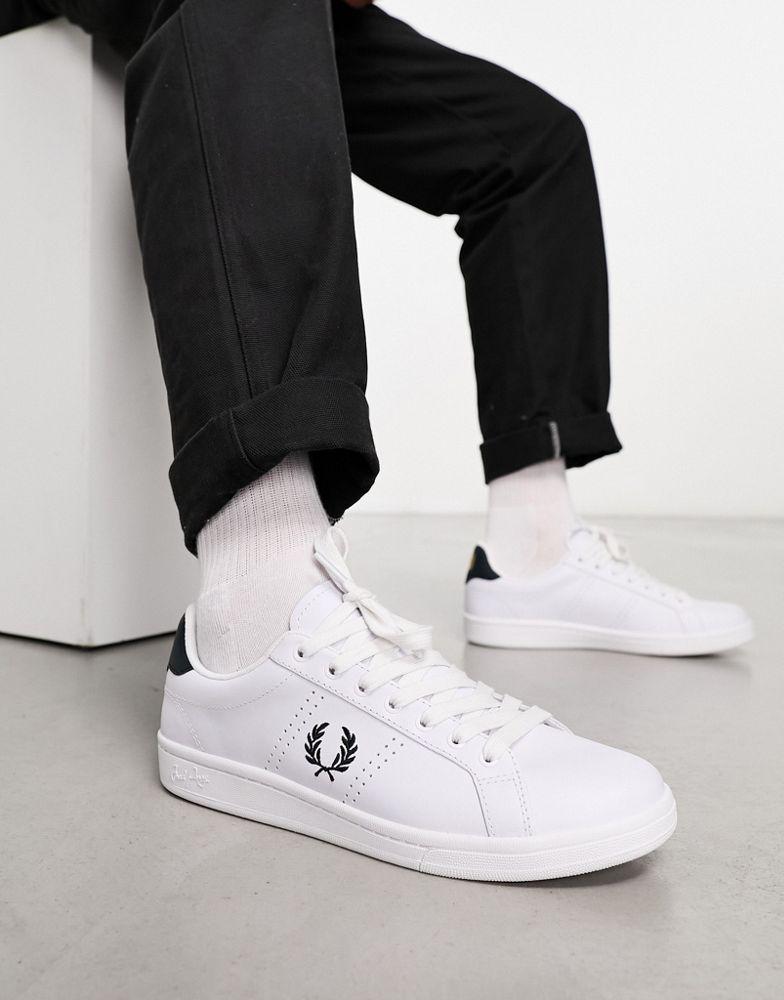 Fred perry white leather trainers online