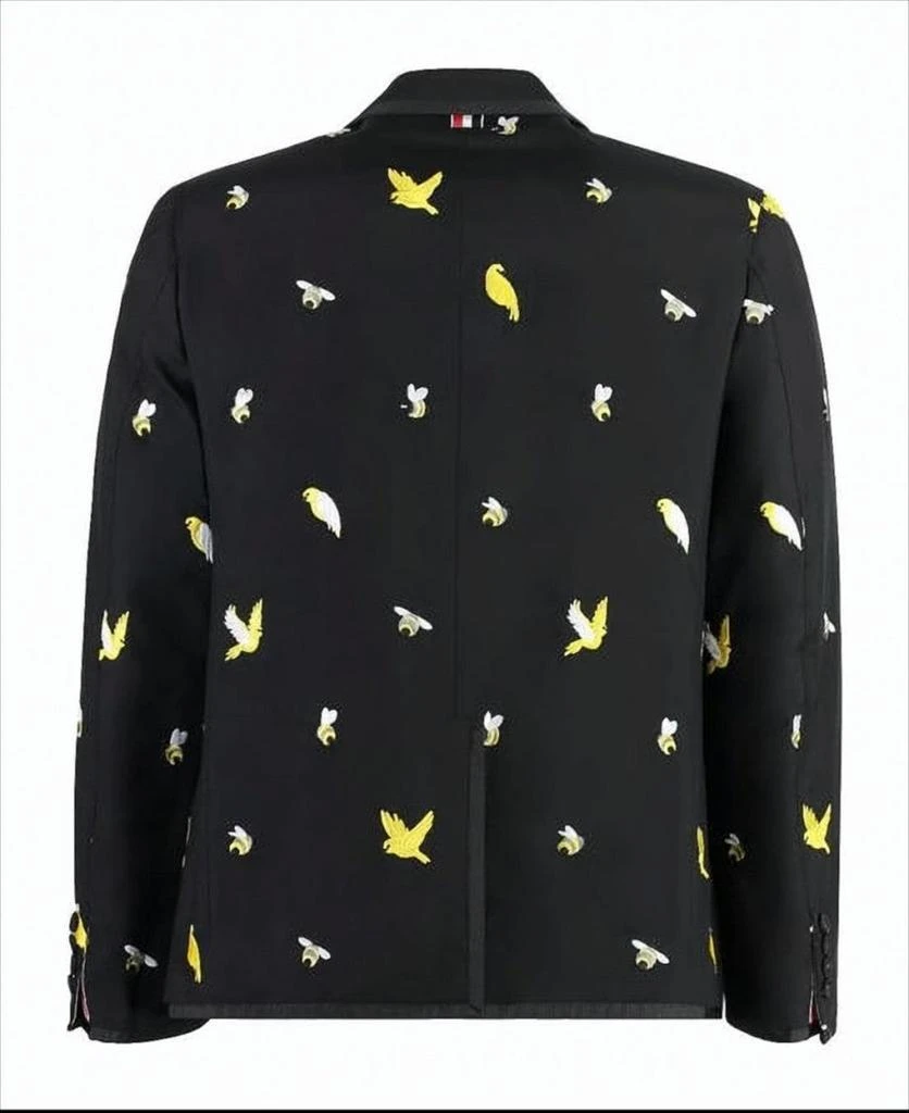 Thom Browne Tailored Black Suit Jacket with Playful Bird Motifs 2