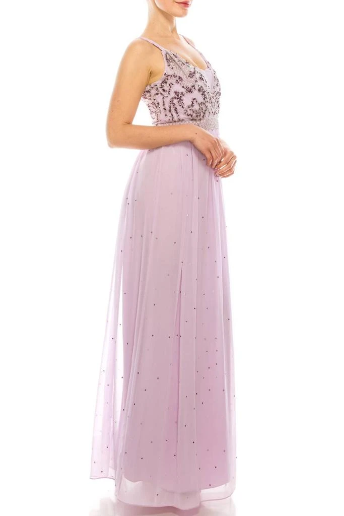 Decode 1.8 Beaded Bodice Sequined A-Line Dress In Lilac 2