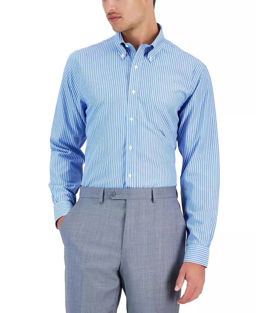Brooks Brothers Men's Regular Fit Non-Iron Polo Button-Down Thin Stripe Broadcloth Dress Shirt 2