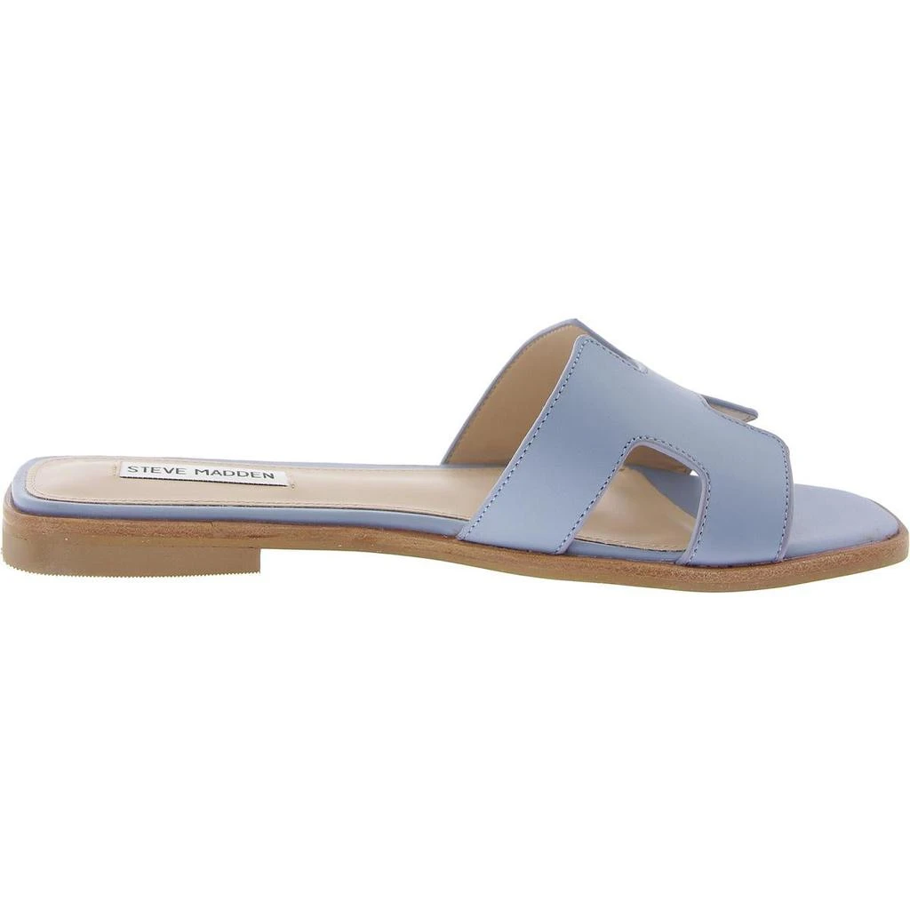 Steven Hadyn Womens Faux Leather Square Toe Flat Sandals 7