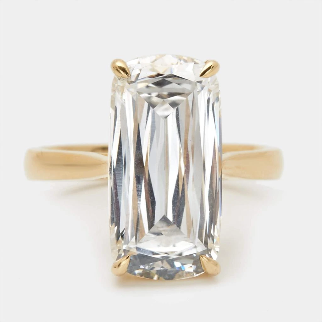 The Diamond Edit 7.20 cts Elongated Cushion 18k Yellow Gold Ring Size 51 2