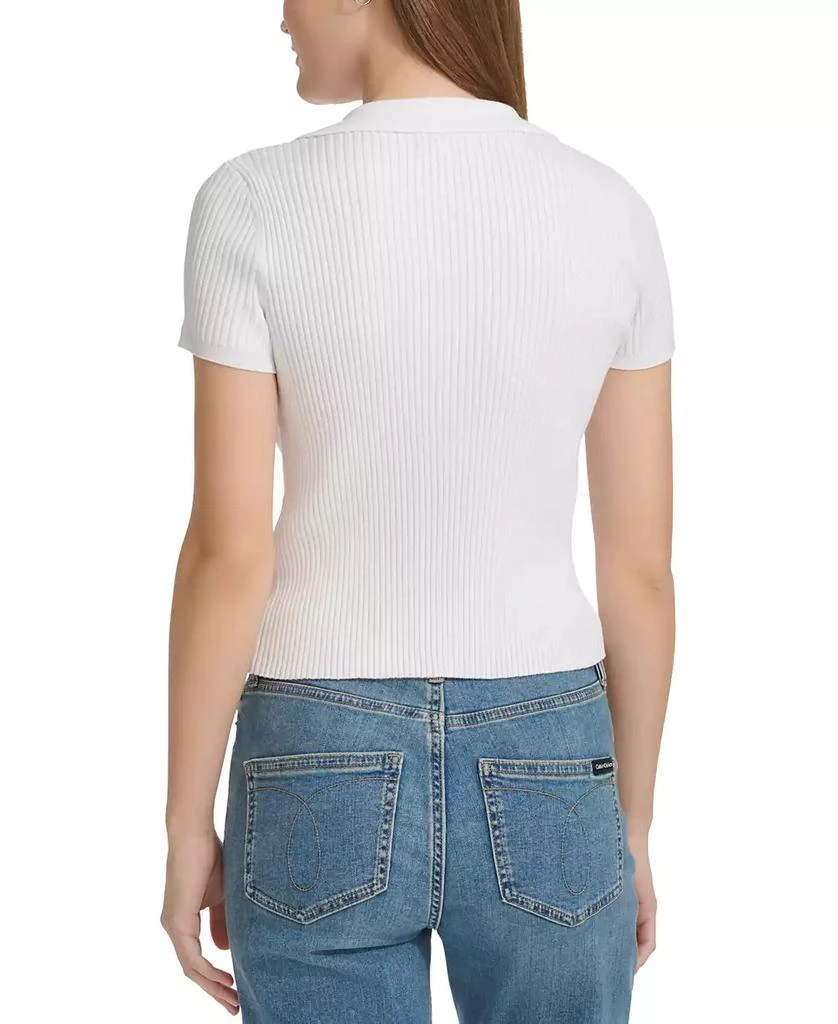 Calvin Klein Women's Ribbed Short-Sleeve Polo Shirt 2