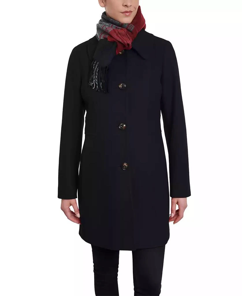 London Fog Women's Single-Breasted Peacoat & Scarf 1