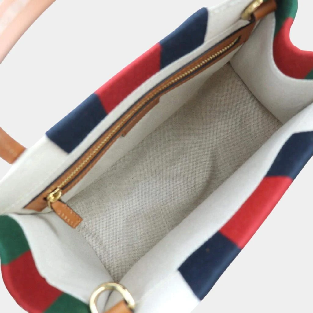 Gucci Gucci Beige Red Navy Green Brown Canvas Leather Sherry Line Interlocking G Mini Tote Bag 6