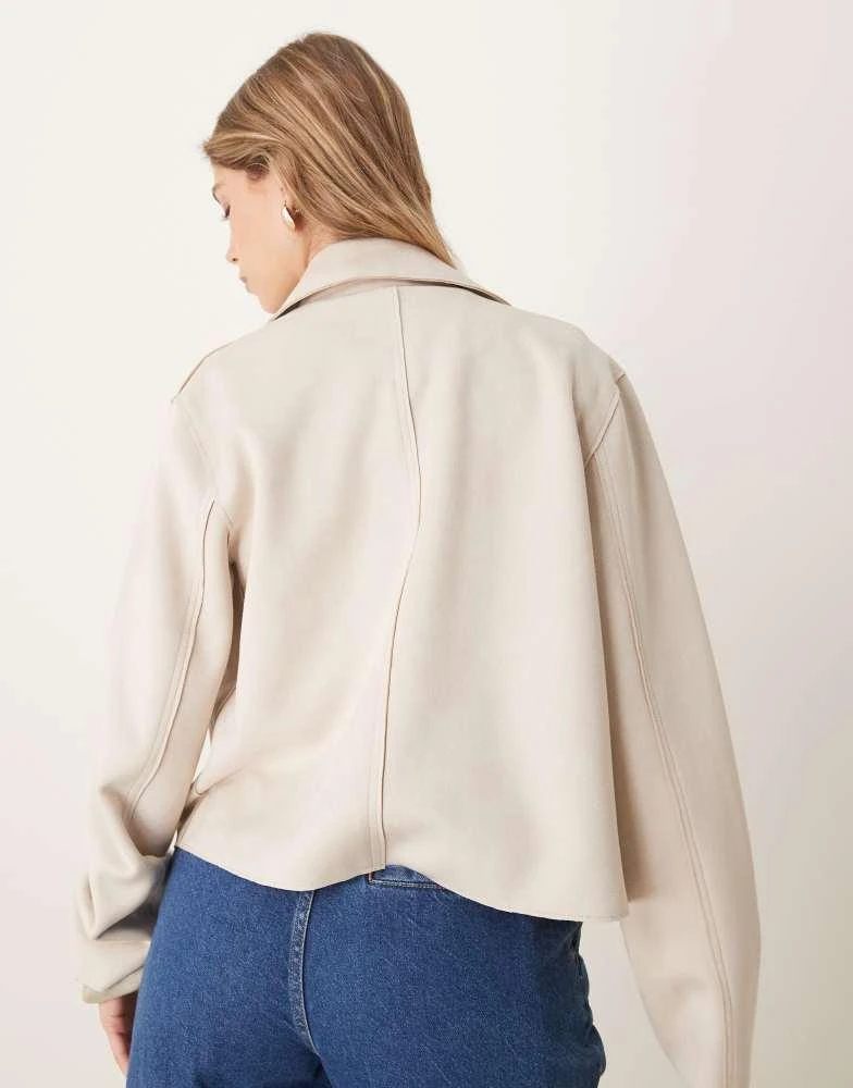New Look New Look suedette jacket in stone 3