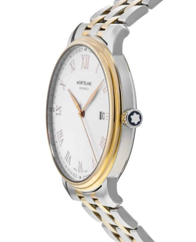 MontBlanc Montblanc Tradition Date Automatic White Dial 18K Rose Gold Bezel Steel Men's Watch 114337 3