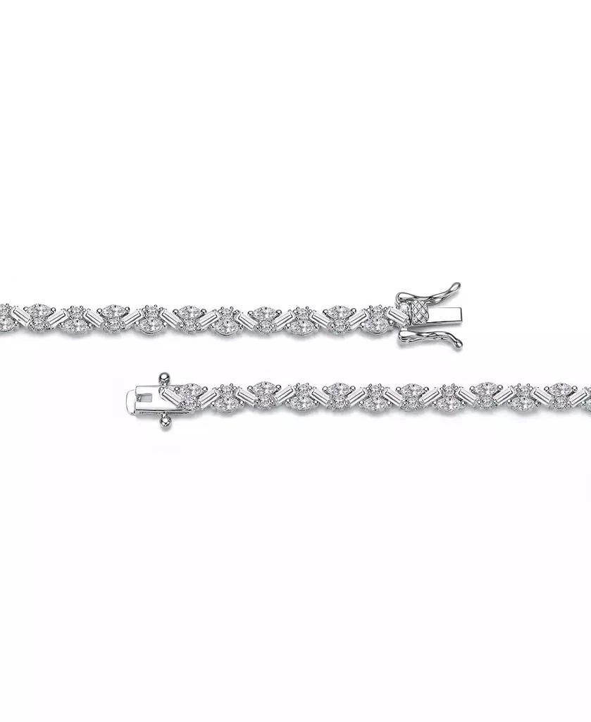 Genevive Sterling Silver White Gold Plated with Clear Cubic Zirconia Mosaic Pattern Statement Bracelet 3