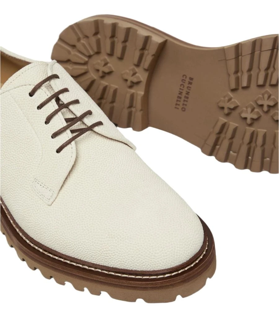 Brunello Cucinelli Mens Leather Lace Ups in White 1
