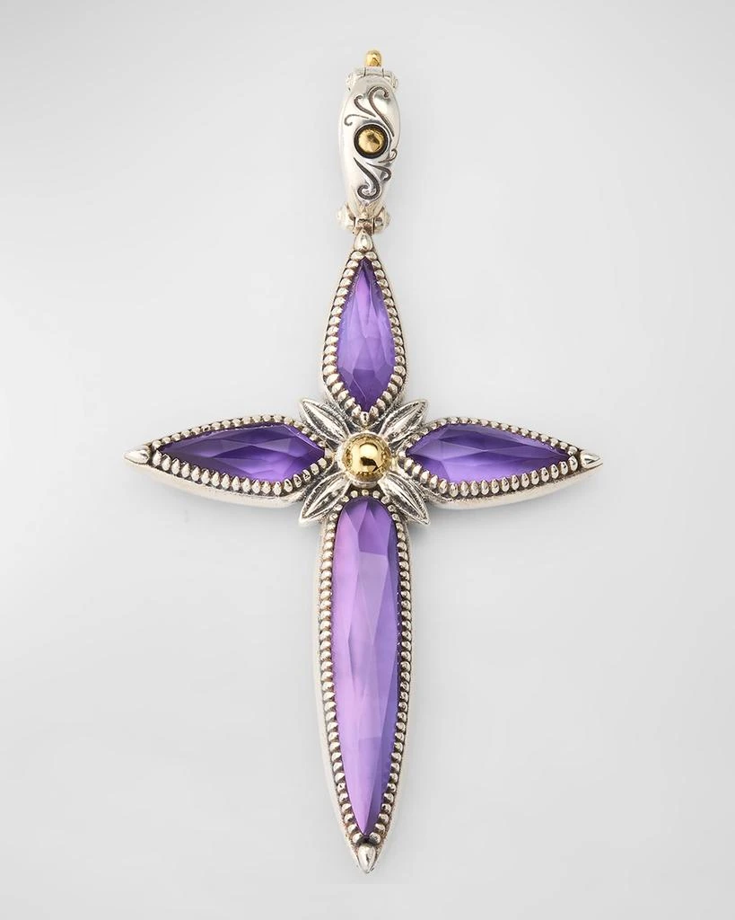 Konstantino Gen K 2 Sterling Silver and 18K Gold Crystal Cross Pendant