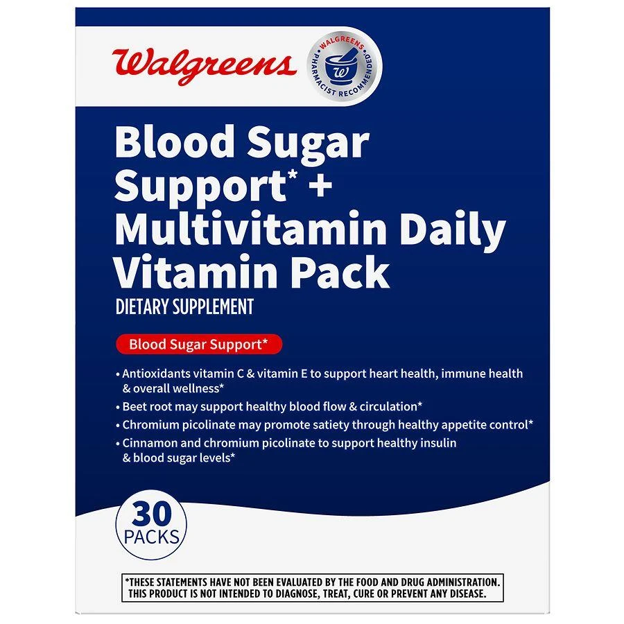 Walgreens Blood Sugar Support + Multivitamin Daily Vitamin Pack 3