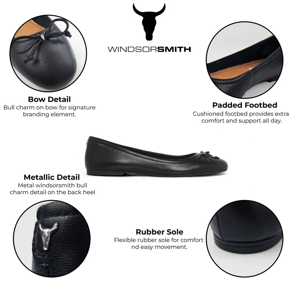 Windsorsmith Black Leather Mocassin Flat Shoes - Babydoll 2
