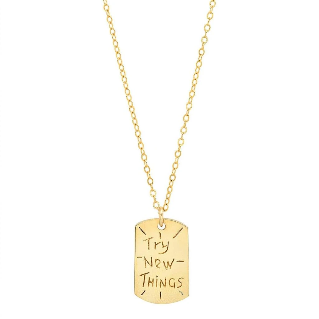 Jessica Elliot Women
s Vermeil "resolutions We Can All Keep" Dogtags Max Necklace In Try New Things